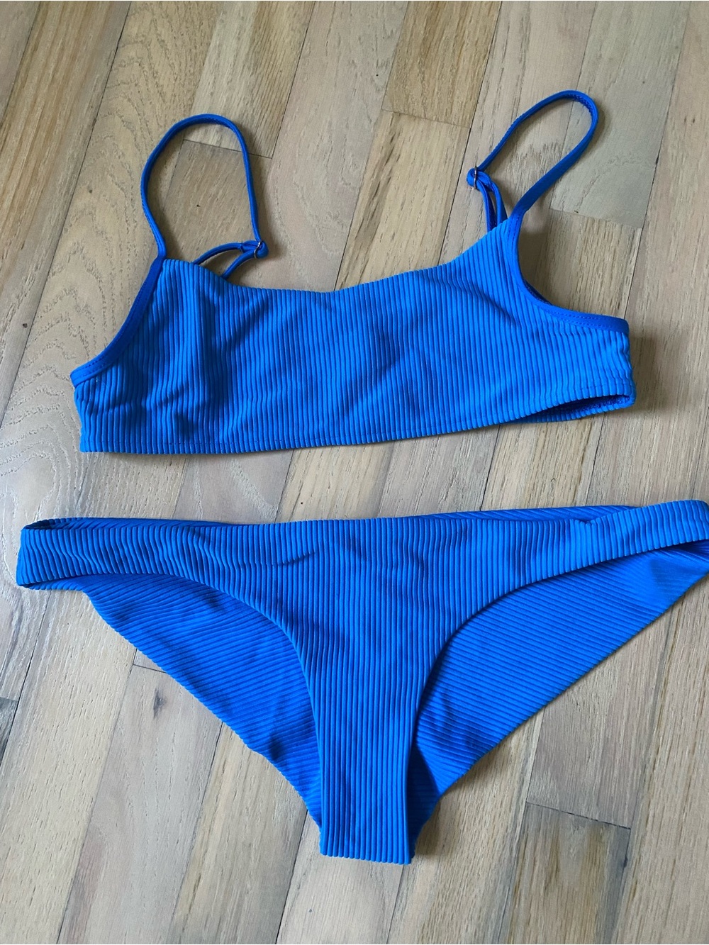 Frankie's Bikinis Ribbed Blue Bikini